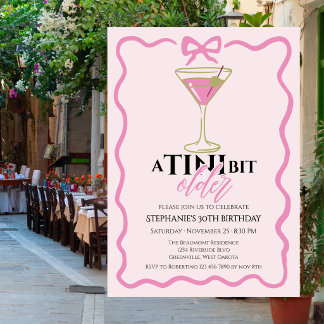 Ein bisschen älter Martini süß rosa Rahmen Geburts Einladung