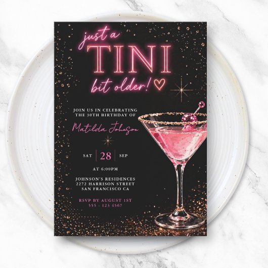 Ein bisschen älter Neonrosa 30. Geburtstag Einladung