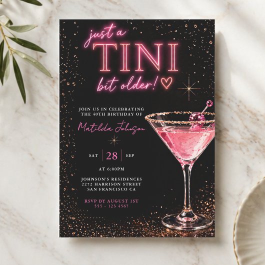Ein bisschen älter Neonrosa 40. Geburtstag Einladung
