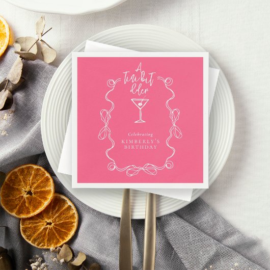 Ein bisschen älter Rosa handgezeichnete Geburtstag Serviette