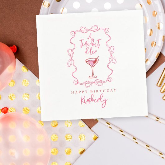 Ein bisschen älter Rosa rote handgezeichnete Gebur Serviette