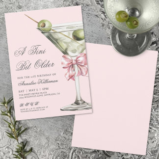 Ein bisschen älter rosa Schleife Martini Geburtsta Einladung