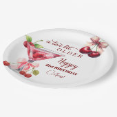 Ein bisschen älterer Cherry Martini zum 21. Geburt Pappteller (Schrägansicht)