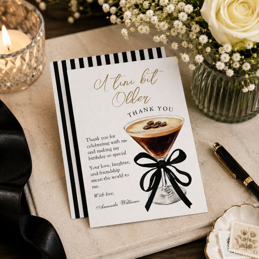 Ein bisschen älterer Espresso Martini Geburtstag  Dankeskarte