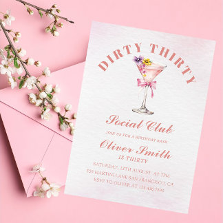 Ein bisschen älterer Martini Dirty Thirty Geburtst Einladung