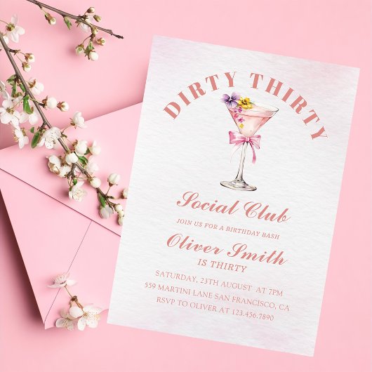 Ein bisschen älterer Martini Dirty Thirty Geburtst Einladung