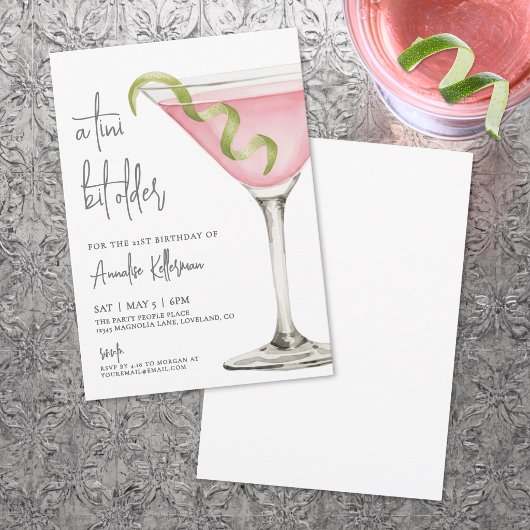 Ein bisschen älterer Martini-Geburtstagsfeier Einladung