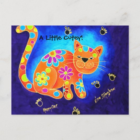 Ein bisschen Cutey! - Happy Blue Cat Postkarte (Vorderseite)