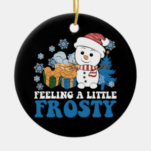 Ein bisschen frostiger Schneemann Schnee Weihnacht Keramik Ornament