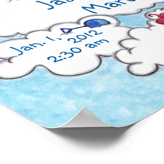 Ein bisschen Himmlische Geburtsinfo für Junge Poster (Ecke)