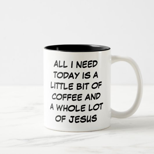 Ein bisschen Kaffee und eine Menge Jesus-Tasse Zweifarbige Tasse (Rechts)