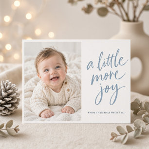 Ein bisschen mehr Freude Blau Baby Weihnachts-Foto Feiertagskarte