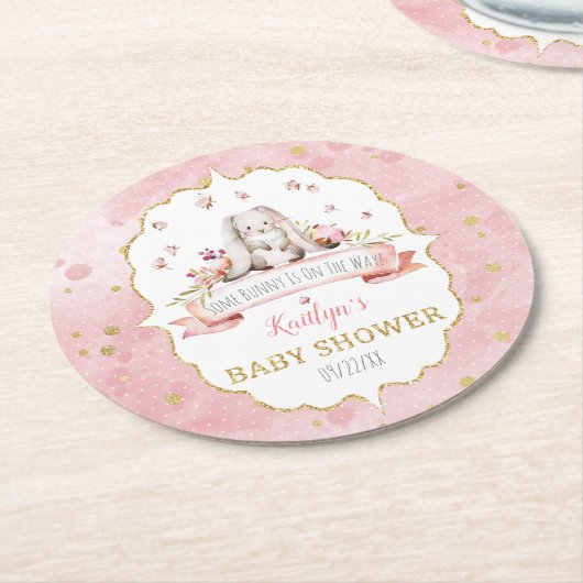 Ein bisschen Sonne ist unterwegs! OsterBaby-Dusche Runder Pappuntersetzer (Angewinkelt)