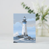 Ein blau gemalter Leuchtturm Postkarte (Stehend Vorderseite)