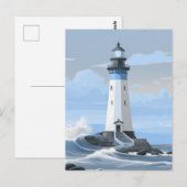 Ein blau gemalter Leuchtturm Postkarte (Vorne/Hinten)