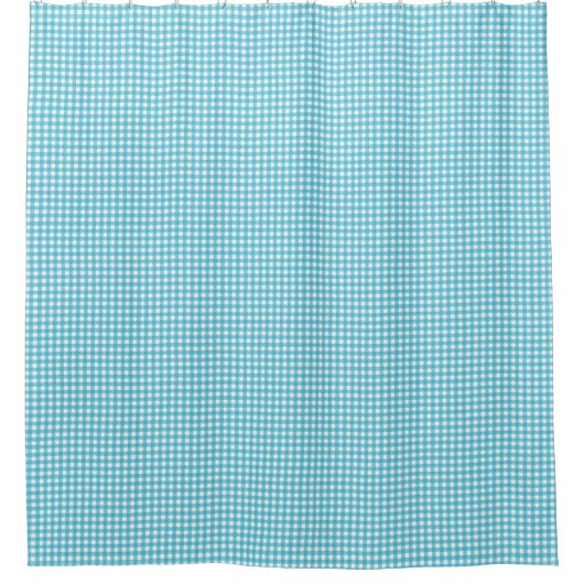 Ein blau karierter Duschvorhang wird gezeigt (Vorderseite)