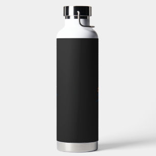 ein blau-orangefarbenes Logo mit einem Mann, der l Trinkflasche