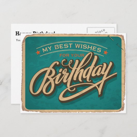 Ein blauer Geburtstag Postkarte (Vorne/Hinten)