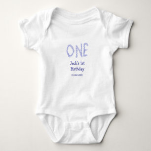 Ein blauer Glitzer Junge, modern 1. Geburtstag Baby Strampler