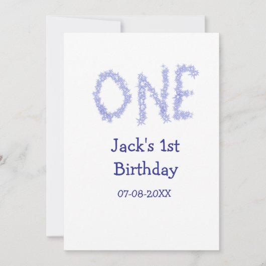 Ein blauer Glitzer Junge, modern 1. Geburtstag Einladung (Vorderseite)