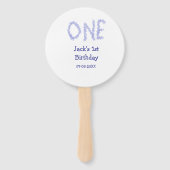 Ein blauer Glitzer Junge, modern 1. Geburtstag Fächer (Rückseite)