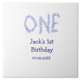 Ein blauer Glitzer Junge, modern 1. Geburtstag Fliese