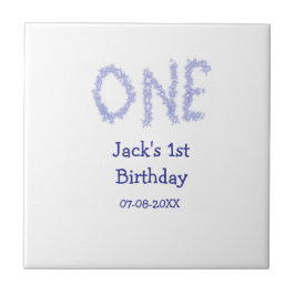 Ein blauer Glitzer Junge, modern 1. Geburtstag Fliese