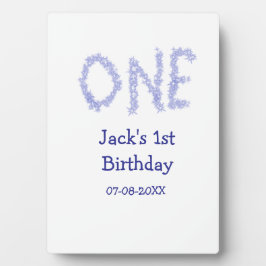 Ein blauer Glitzer Junge, modern 1. Geburtstag Fotoplatte