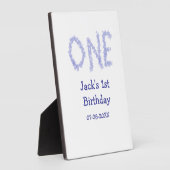 Ein blauer Glitzer Junge, modern 1. Geburtstag Fotoplatte (Seite)