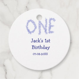 Ein blauer Glitzer Junge, modern 1. Geburtstag Geschenkanhänger