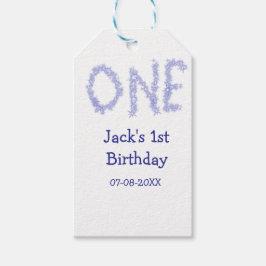 Ein blauer Glitzer Junge, modern 1. Geburtstag Geschenkanhänger