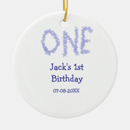 Ein blauer Glitzer Junge, modern 1. Geburtstag Keramik Ornament