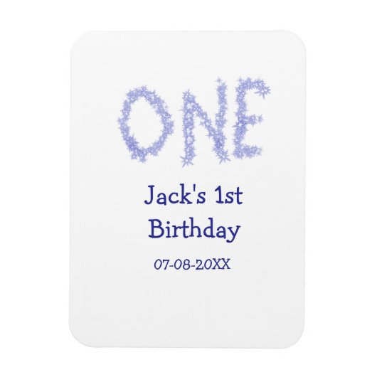 Ein blauer Glitzer Junge, modern 1. Geburtstag Magnet (Vertikal)