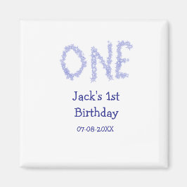 Ein blauer Glitzer Junge, modern 1. Geburtstag Magnet