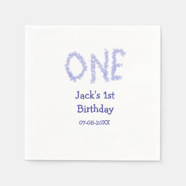 Ein blauer Glitzer Junge, modern 1. Geburtstag Serviette