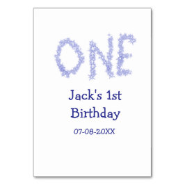 Ein blauer Glitzer Junge, modern 1. Geburtstag Tischnummer