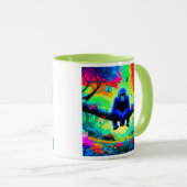 Ein blauer Gorilla in einem bunten Wald. Tasse (VorderseiteRechts)