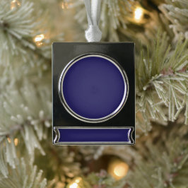 ein blauer Hintergrund mit einer Uhr darauf Banner-Ornament Silber