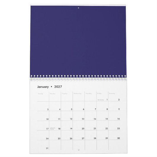 ein blauer Hintergrund mit einer Uhr darauf Kalender (Jan 2027)