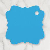 ein blauer Hintergrund mit Geschenkanhänger (Rückseite)