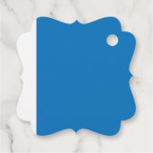 ein blauer Hintergrund mit Geschenkanhänger (Rückseite)