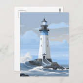 Ein blauer Leuchtturm Postkarte (Vorne/Hinten)