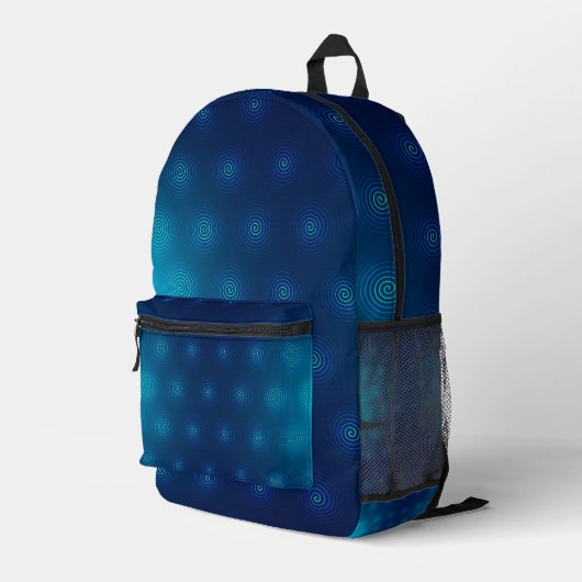 Ein blauer Rucksack mit einer Vordertasche  (Rückseitige Ecke Rechts)