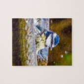 Ein blauer Tit im Birdbath Puzzle (Horizontal)