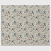 Ein blauer Vogel, der auf einer schneebedeckten Wi Geschenkpapier (Flach)