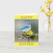 Ein Blauer Vogel im Frühling Karte (Gelbe Blume)