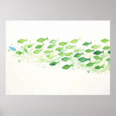 Ein blaues Fisch Aquarell grün Poster (Vorne)