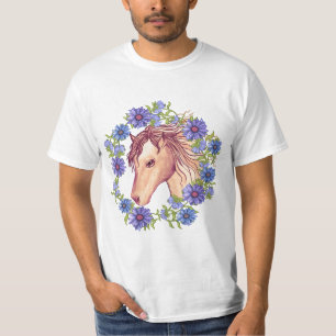 Ein Blaues Gänseblümchen-Pferd T-Shirt