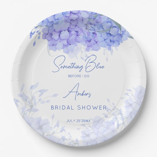 Ein blaues Hydrangea-Brautparty gedruckt Pappteller (Vorderseite)