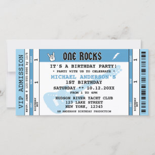 EIN BLAUES KONZERT-TICKET FÜR EIN ROCK-KONZERT ZUM FEIERTAGSKARTE